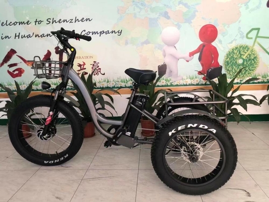 3 Wheel Tricycle Cargo Electric Bike Rear Engine Fat Tire Cargo Trike 500w 48v  20"